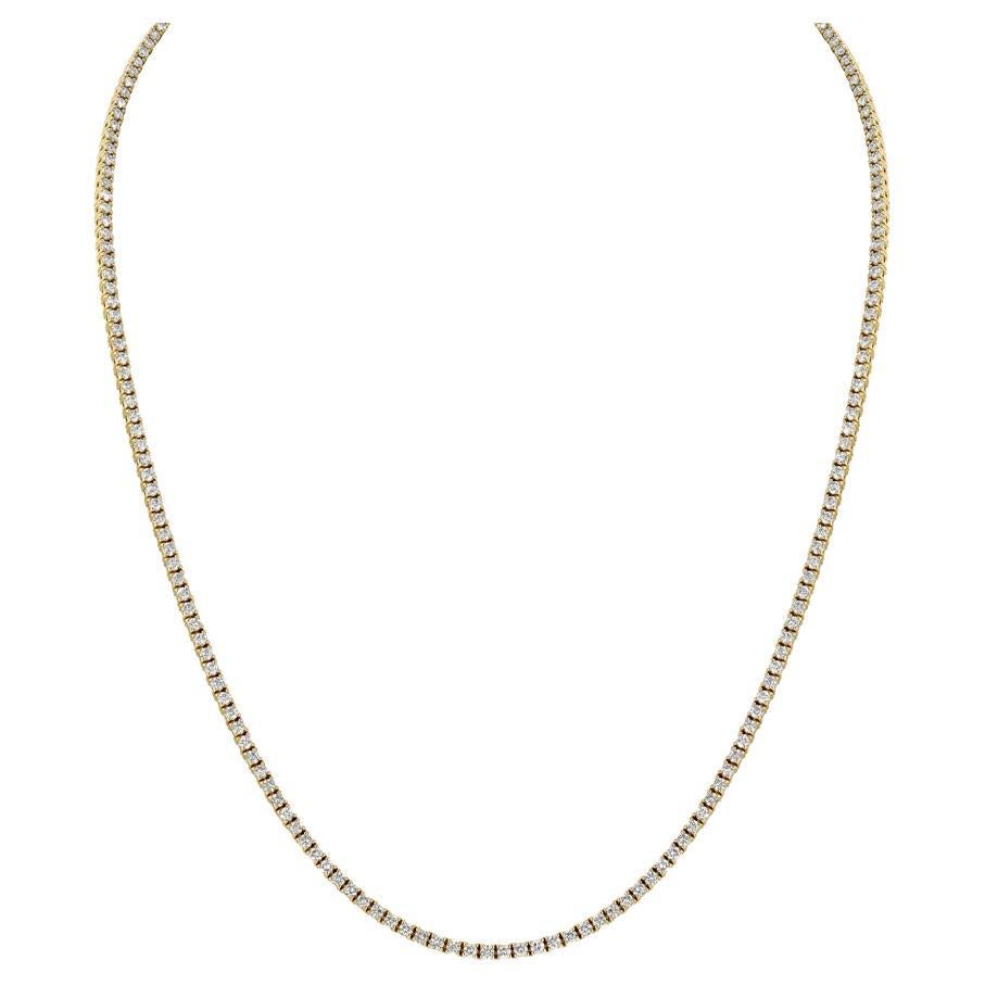 Yellow Gold Diamond Line Necklace For Sale