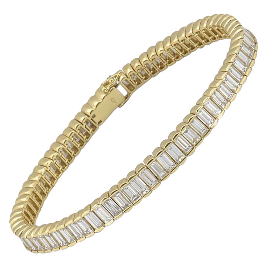 Yellow Gold Diamond Line Tennis Bracelet 11.52 Carat