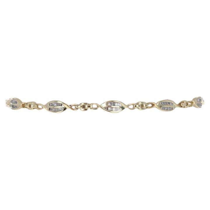 Gelbgold-Diamant-Gliederarmband 9 1/4" - 14k Baguette-Armband 1,00ctw-Armband
