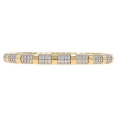 Yellow Gold Diamond Link Bangle Bracelet 6 1/2" 14k Round 1.91ctw Flexible
