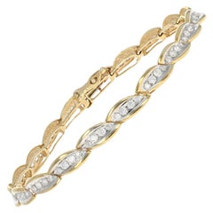 Yellow Gold Diamond Link Bracelet, 14 Karat Round Brilliant Cut 2.00 Carat