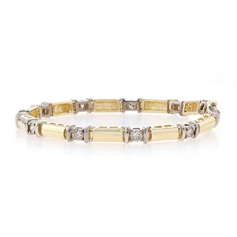 Round Cut Yellow Gold Diamond Link Bracelet 6 3/4