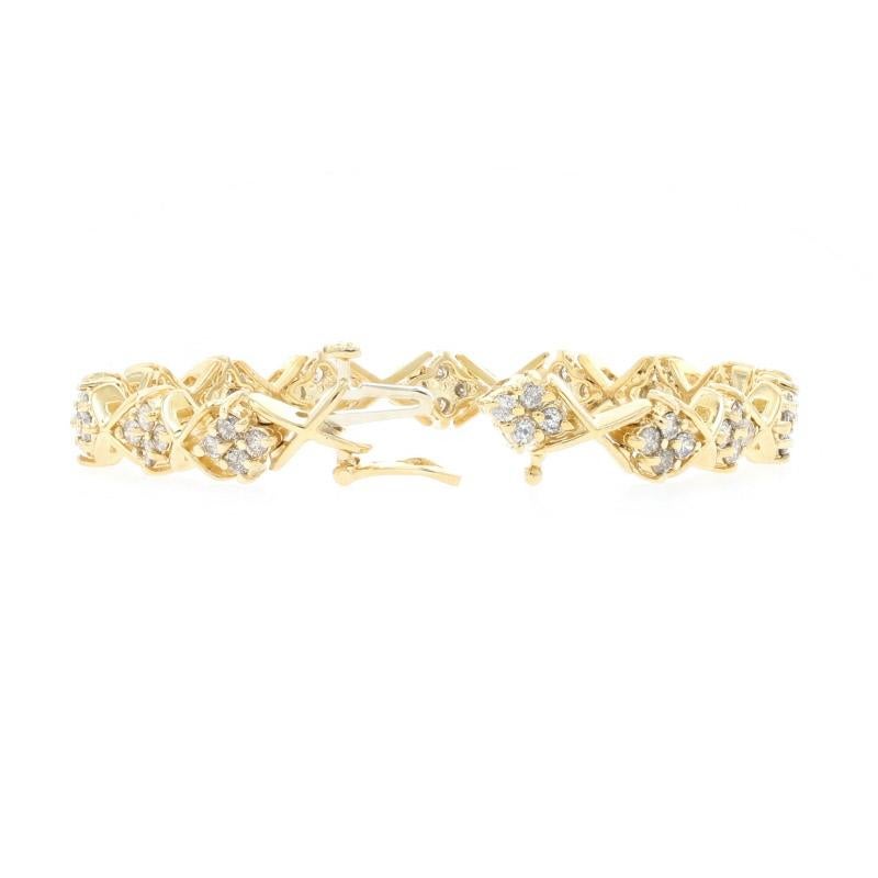 Yellow Gold Diamond Link Bracelet, 14 Karat Round Brilliant Cut 2.56 Carat In Excellent Condition In Greensboro, NC