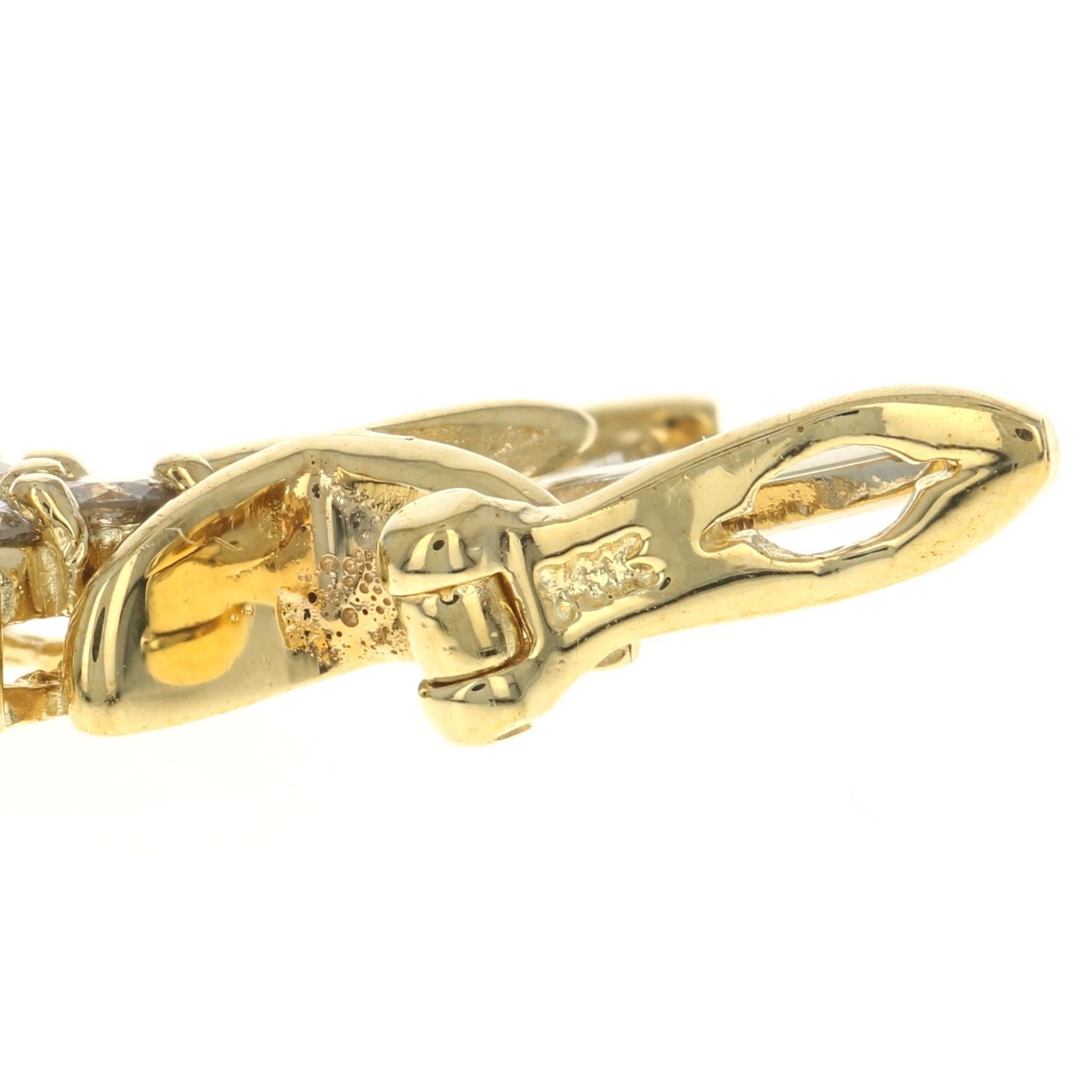 Yellow Gold Diamond Link Bracelet, 14 Karat Round Brilliant Cut 2.56 Carat 1