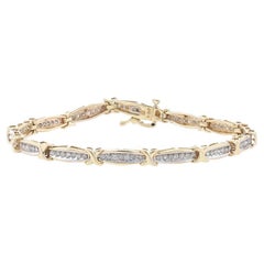 Yellow Gold Diamond Link Bracelet 7 1/2" - 10k Single Cut 1.40ctw