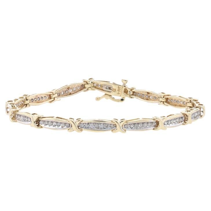 Yellow Gold Diamond Link Bracelet 7 1/2" - 10k Single Cut 1.40ctw