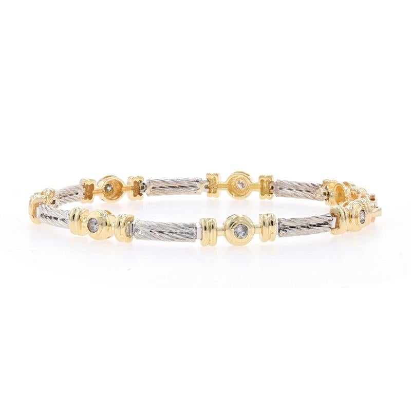 Taglio rotondo Bracciale A Link con diamanti in oro giallo da 7 1/2