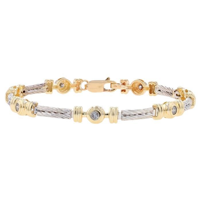 Yellow Gold Diamond Link Bracelet 7 1/2" - 14k Round Brilliant .50ctw Rope For Sale