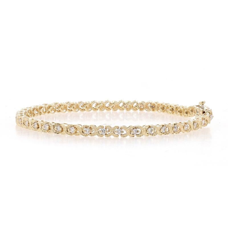 Round Cut Yellow Gold Diamond Link Bracelet 7 1/4