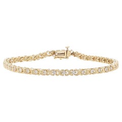 Yellow Gold Diamond Link Bracelet 7 1/4" - 10k Round 1.00ctw Nautical X Knot
