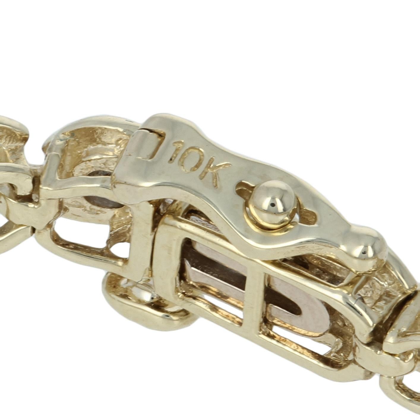 Yellow Gold Diamond Link Bracelet, 10 Karat Round Brilliant Cut 2.58 Carat 2