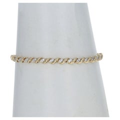 Yellow Gold Diamond Link Bracelet 7 1/4" - 14k Round 1.00ctw Leafy Garland