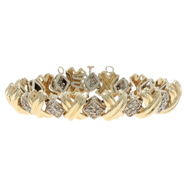 Yellow Gold Diamond Link Bracelet 7 1/4"- 14k Round 2.00ctw