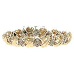Yellow Gold Diamond Link Bracelet 7 1/4"- 14k Round 2.00ctw