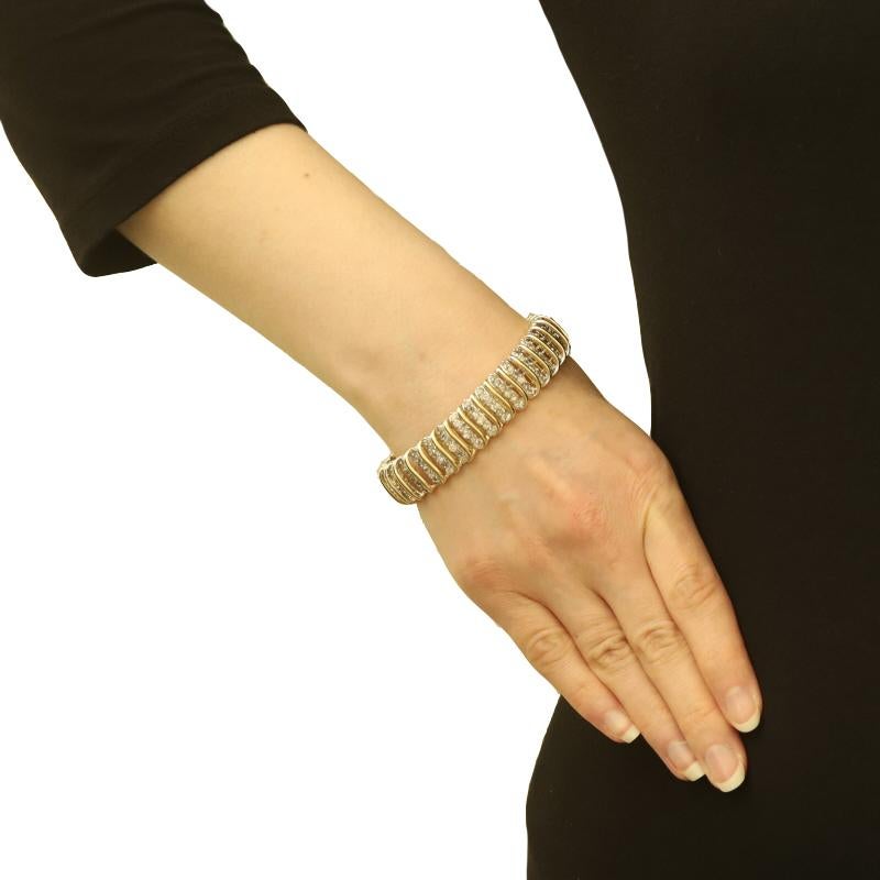 Taille ronde Bracelet Link en or jaune avec diamant - 14k Round Brilliant 10.00ctw en vente