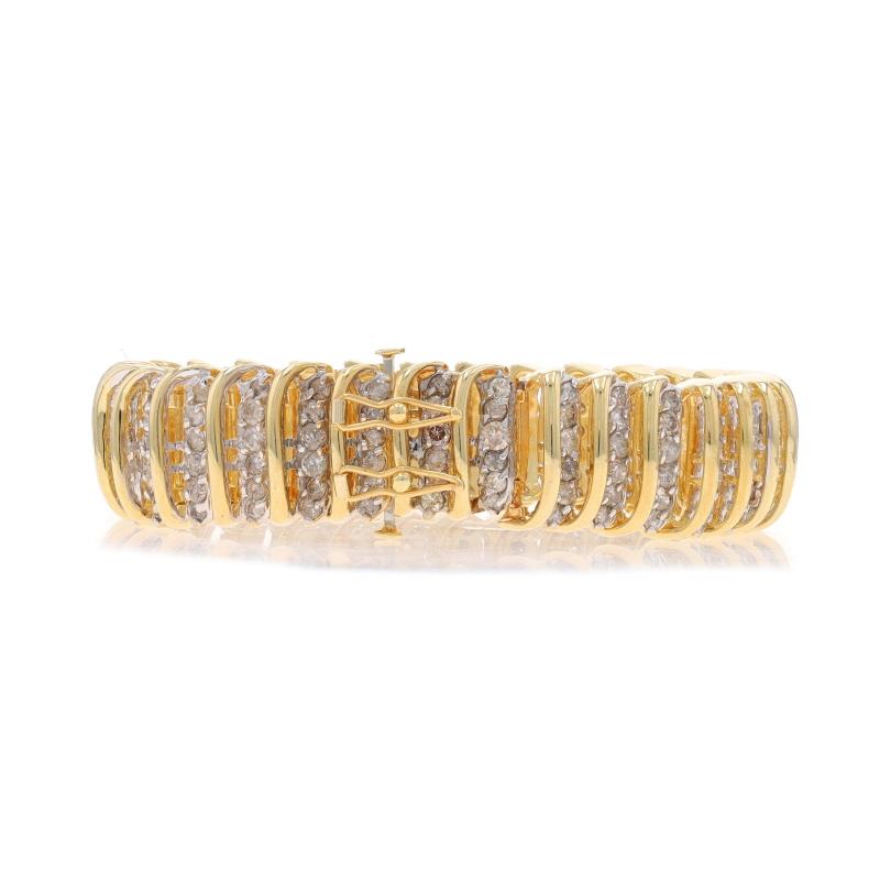 Bracelet Link en or jaune avec diamant - 14k Round Brilliant 10.00ctw Excellent état - En vente à Greensboro, NC