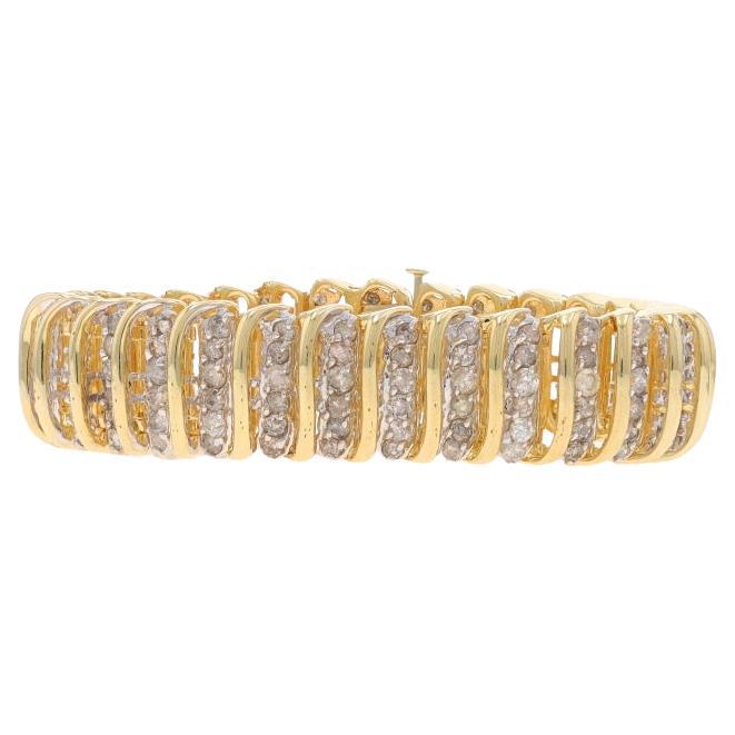 Gelbgold Diamant Link Armband 7 1/4" - 14k Runde Brillant 10.00ctw