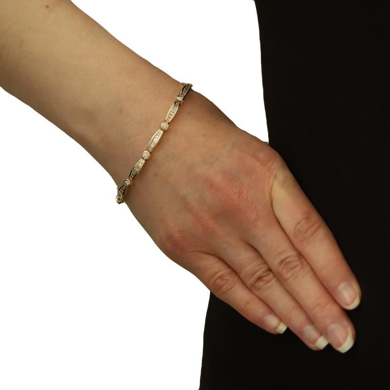Taglio rotondo Bracciale A Link in oro giallo 7 1/4