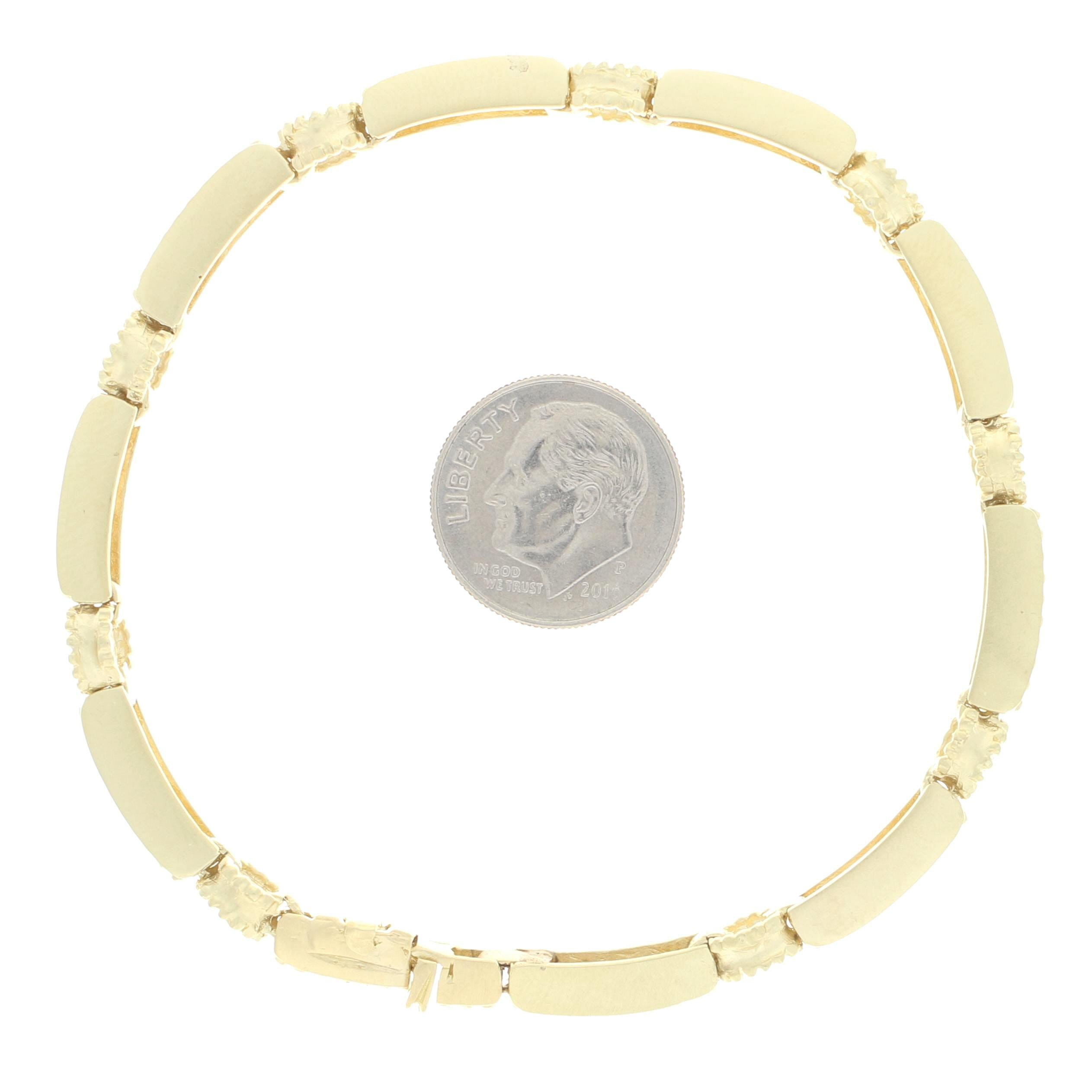 Yellow Gold Diamond Link Bracelet, 14 Karat Round Brilliant Cut .45 Carat Matte In Excellent Condition In Greensboro, NC