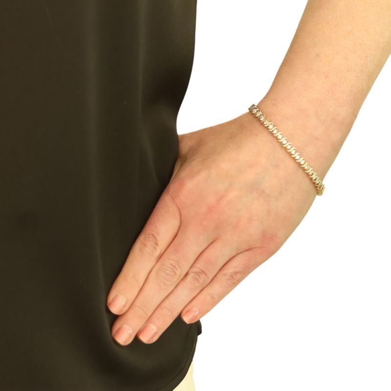 Taglio rotondo Bracciale con diamanti in oro giallo 7 1/4