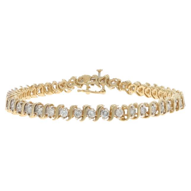 Yellow Gold Diamond Link Bracelet 7 1/4" 7" - 14k Round Brilliant 3.00ctw Tennis