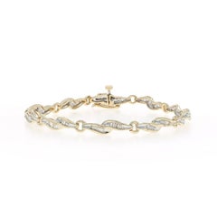 Pulsera de eslabones de diamantes de oro amarillo 7" - 10k Baguette 1.00ctw Cinta