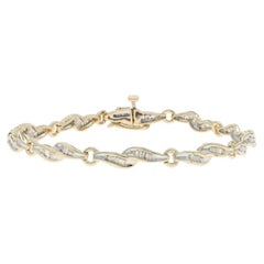 Pulsera de eslabones de diamantes de oro amarillo 7" - 10k Baguette 1.00ctw Cinta