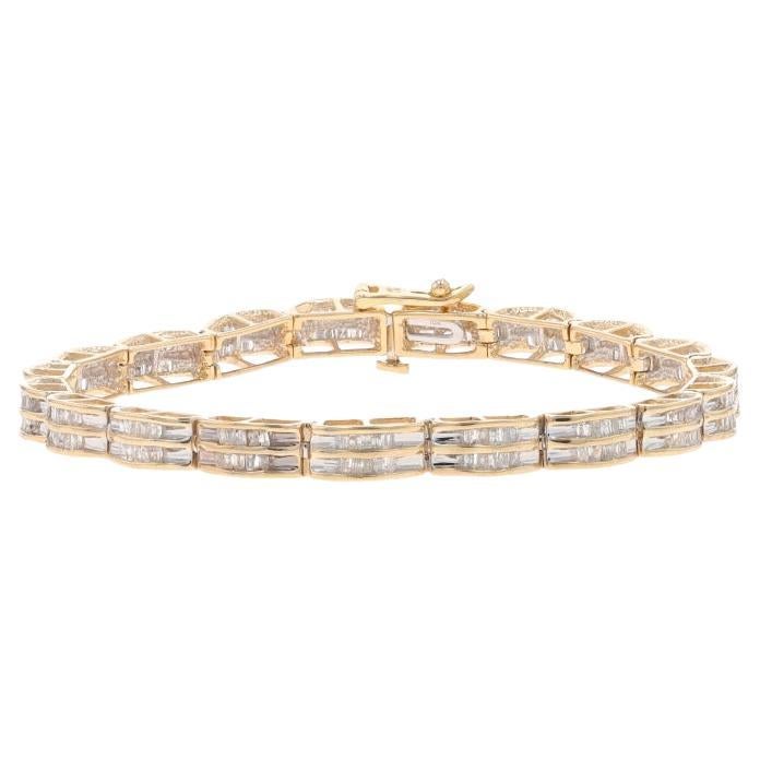 Bracciale A Link in oro giallo 7" - 10k Baguette 2.00ctw Scallop in vendita