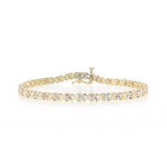 Pulsera de eslabones de diamantes de oro amarillo 7" - 10k talla única .10ctw