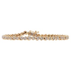 Yellow Gold Diamond Link Bracelet 7" - 10k Single Cut .25ctw Tennis