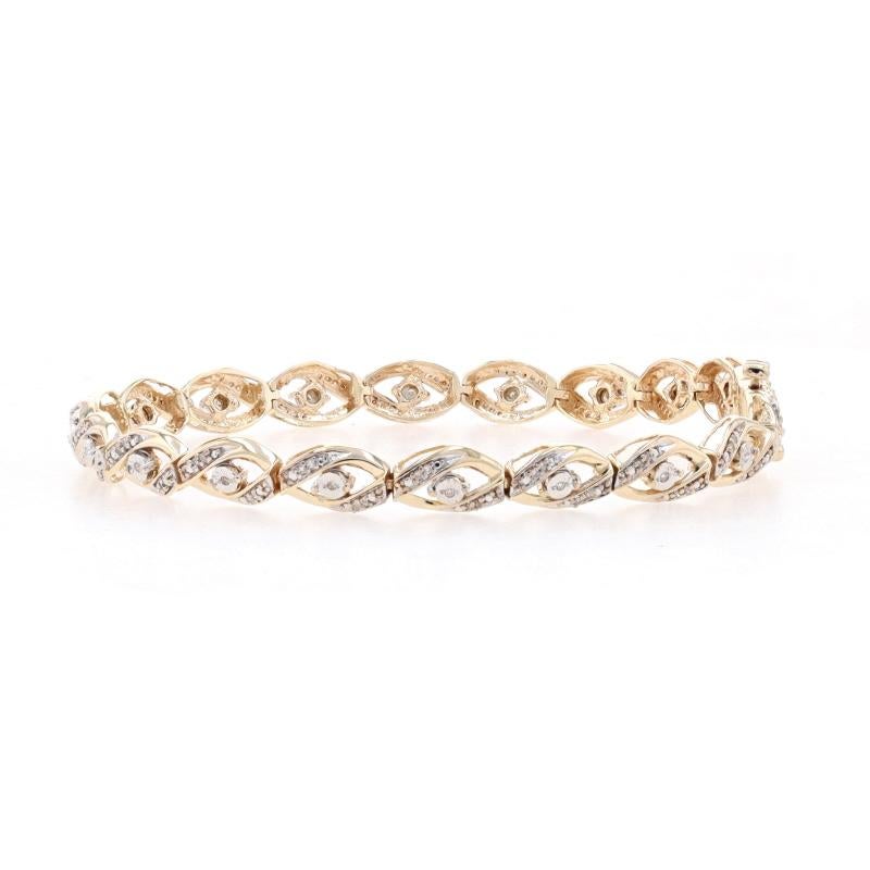 Taille simple Bracelet en or jaune avec lien en diamant - 10k Single Cut .50ctw Ribbon Twist en vente