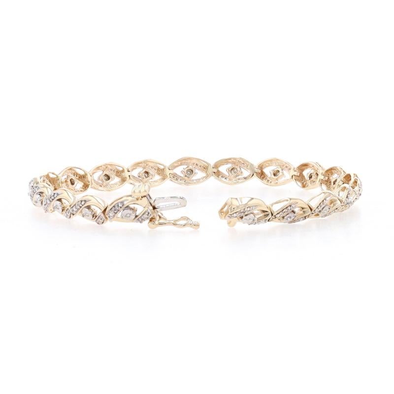 Bracelet en or jaune avec lien en diamant - 10k Single Cut .50ctw Ribbon Twist Pour femmes en vente