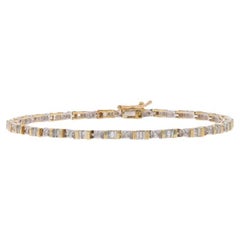 Bracciale A Link in oro giallo 7" - 10k Taglio singolo e Baguette .50ctw Tennis