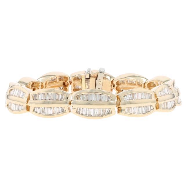 Bracelet en or jaune avec diamant Link 7" - 14k Baguette 8.00ctw