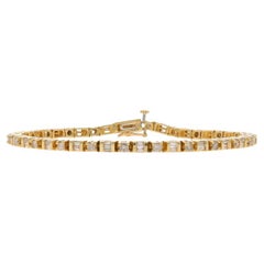 Gelbgold Diamant-Gliederarmband 7" - 14k Rund & Baguette 1,50ctw Tennis