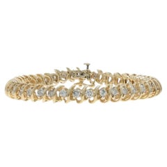 Yellow Gold Diamond Link Bracelet 7" - 14k Round Brilliant 3.50ctw