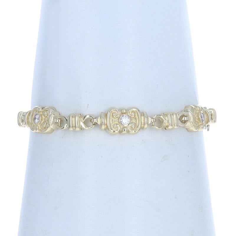 Round Cut Yellow Gold Diamond Link Bracelet 7