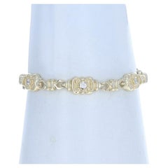A Link, bracciale in oro giallo con diamanti da 7" - 14k Round Brilliant .60ctw Scroll