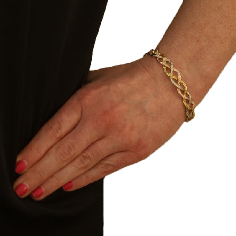 Taille baguette Yellow Gold Diamond Link Bracelet 7 3/4