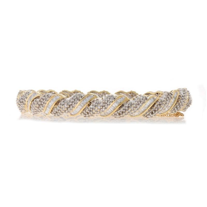 Taille baguette Yellow Gold Diamond Link Bracelet 7 3/4