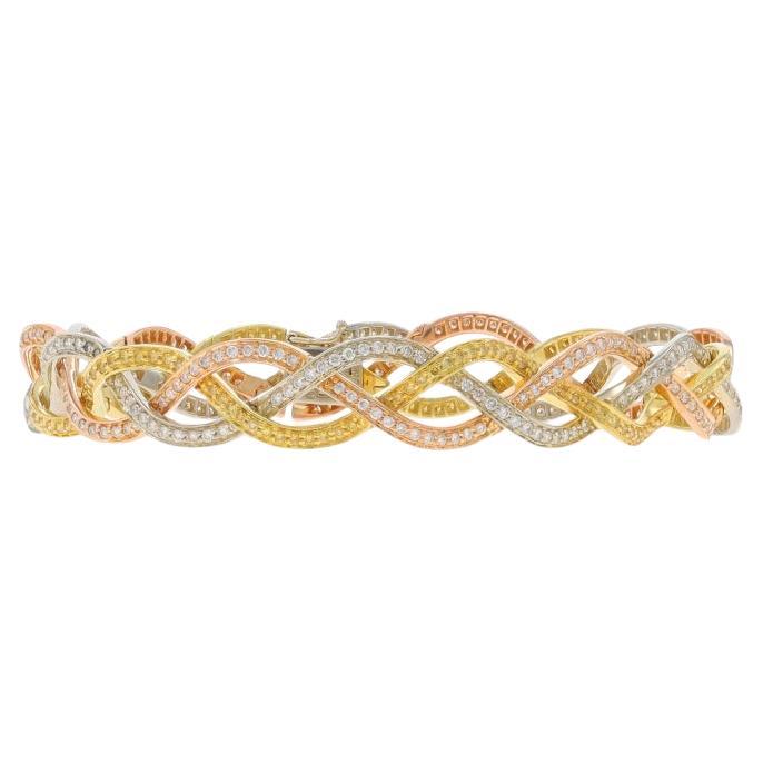 Yellow Gold Diamond Link Bracelet 7 3/4" 14k Single & Baguette 5.00ctw