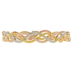 Yellow Gold Diamond Link Bracelet 7 3/4" 14k Single & Baguette 5.00ctw