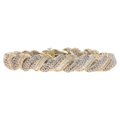 Yellow Gold Diamond Link Bracelet 7 3/4" 14k Single & Baguette 5.00ctw