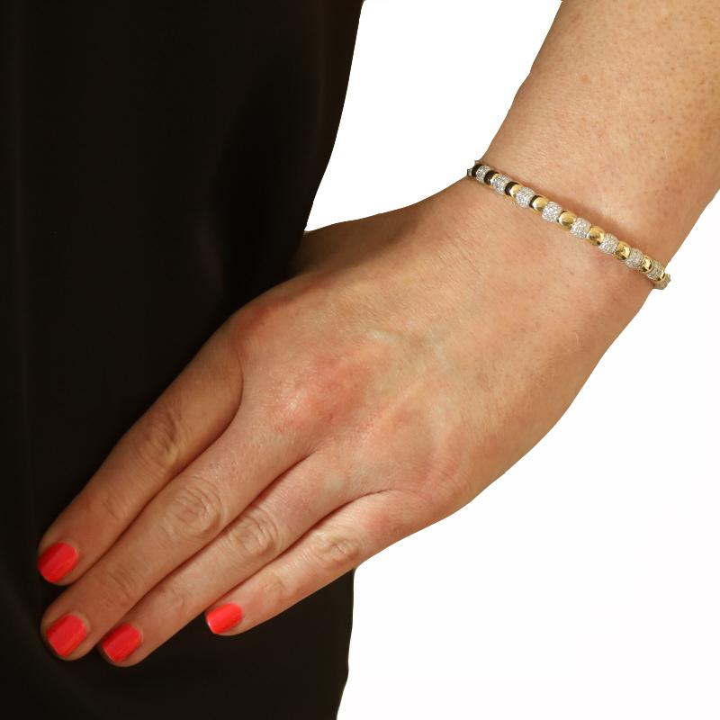 Taglio rotondo Bracciale A Link Flex in oro giallo 6 3/4