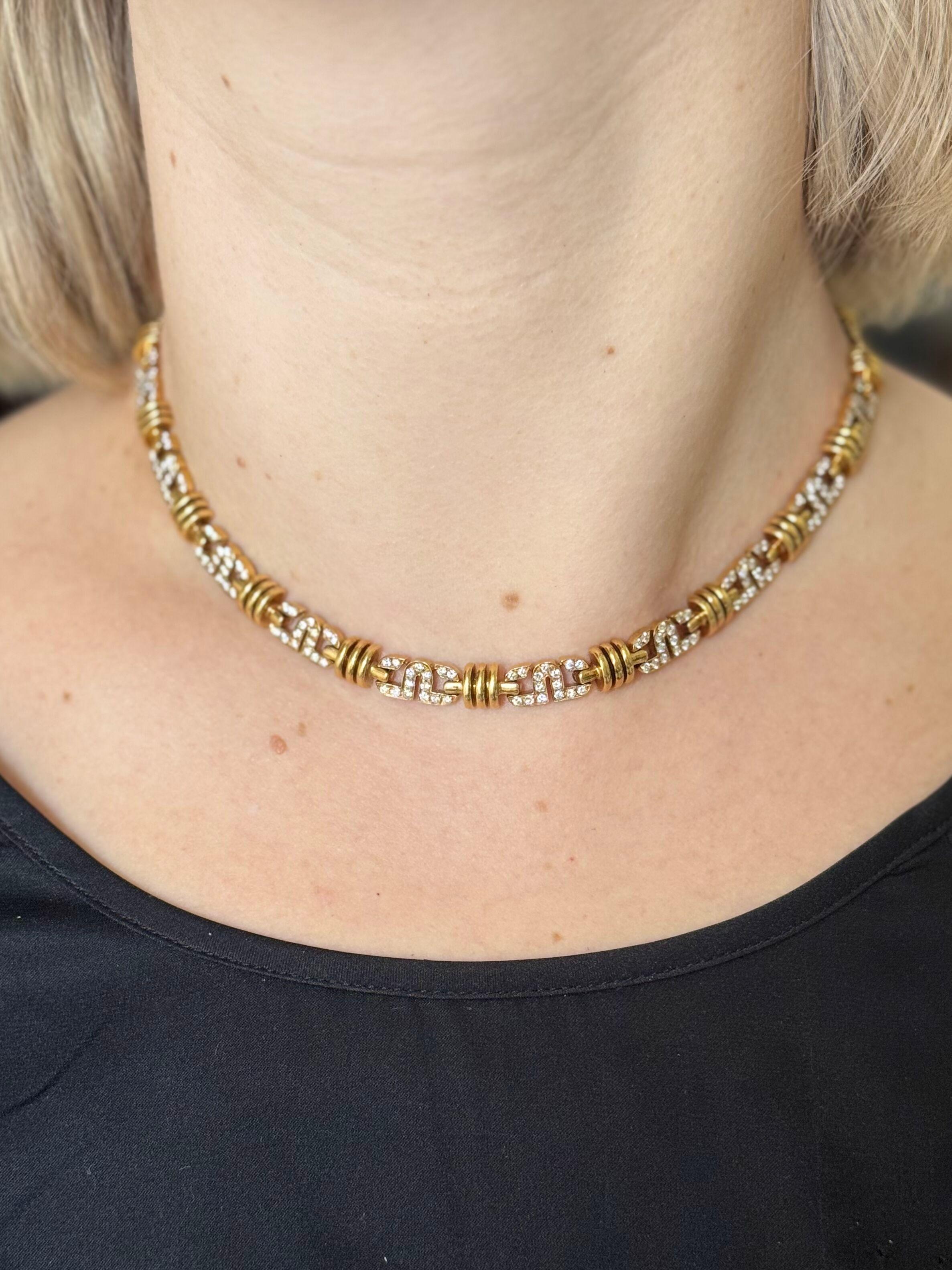 Yellow Gold Diamond Link Necklace For Sale 2