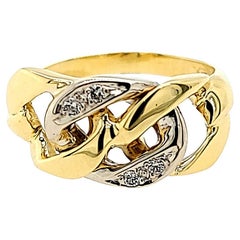 Vintage Yellow Gold Diamond Link Ring
