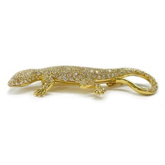 Yellow Gold Diamond Lizard Brooch/Pin