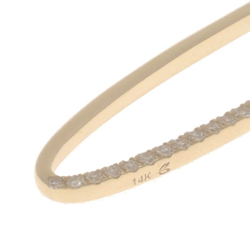 Yellow Gold Diamond Long Oval Dangle Earrings 14k Single .23ctw Pierced For Sale 1