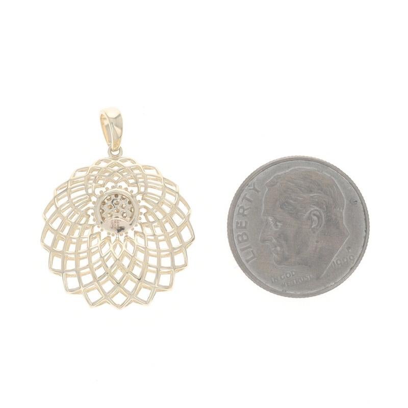 Pendentif Lotus en or jaune 14k diamant rond brillant .13ctw Floral Burst Neuf à Greensboro, NC