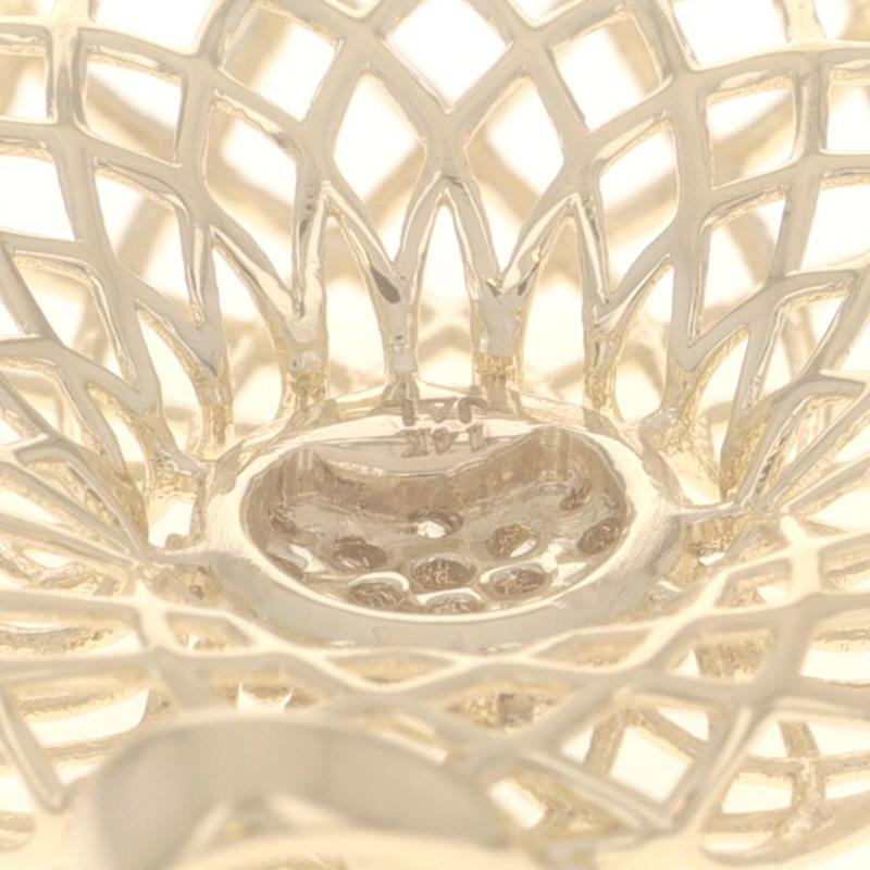  Pendentif Lotus en or jaune 14k diamant rond brillant .13ctw Floral Burst Pour femmes 